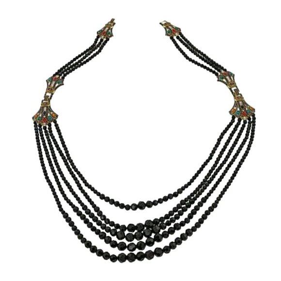 Heidi Daus NWOT Age Of Elegance Black Faceted Bead Crystal Necklace Bracelet Set - Picture 2 of 12